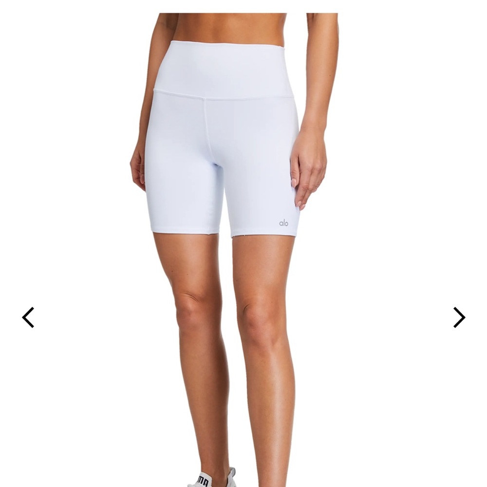 Alo white high waisted biker shorts